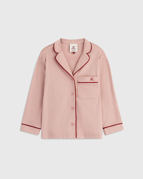 Детская пижамная рубашка из хлопка, розовый