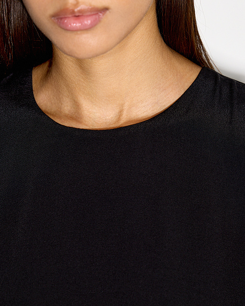 Платье макси с длинным рукавом, из вискозы, черный