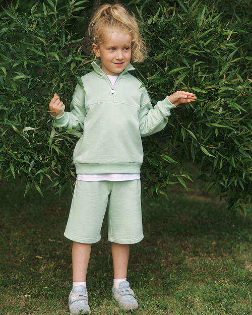 Детский свитшот Unisex с воротом на молнии, мятный