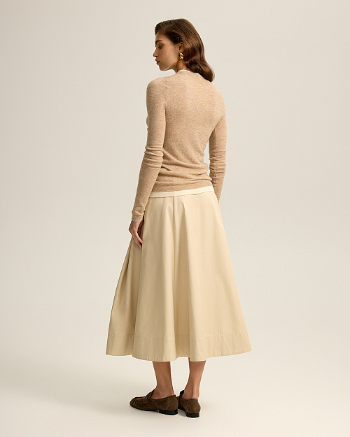 Хлопковая юбка "солнце", светло-бежевый