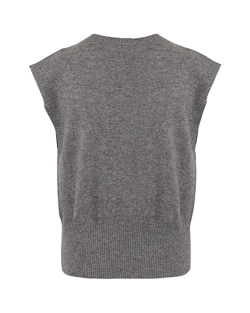 Шерстяной трикотажный жилет на пуговицах, серый меланж