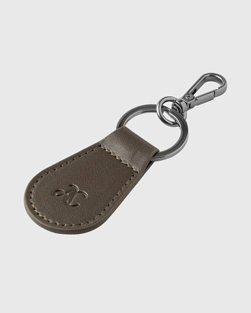 Брелок из кожи, с карабином, хаки