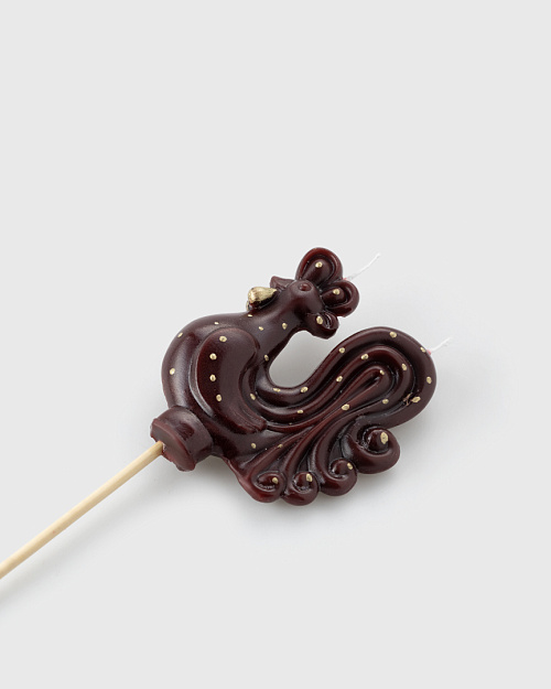 Фигурная новогодняя свеча "Петушок", бордовый