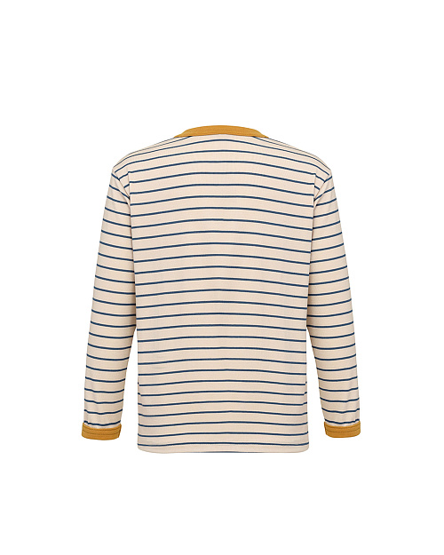 Детский лонгслив в полоску Unisex, из района, светло-бежевый, синяя полоска