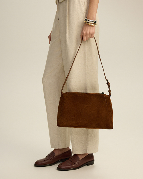 Сумка из натуральной замши, светло-коричневый