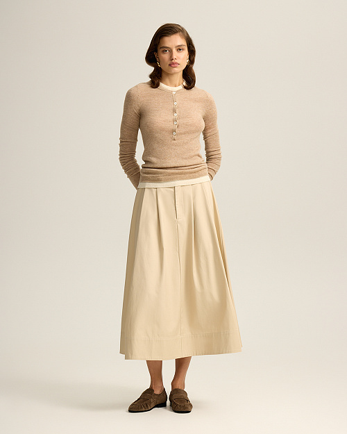 Хлопковая юбка "солнце", светло-бежевый