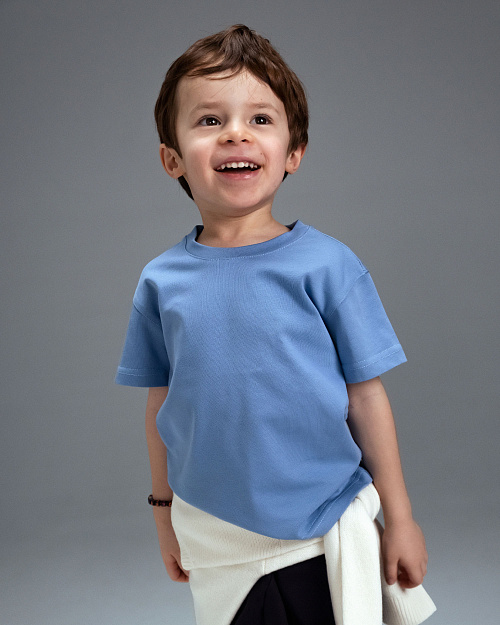 Детская футболка из эластичного хлопкового джерси Unisex, голубой