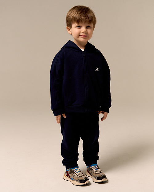 Детская толстовка Unisex с капюшоном, на молнии, синий