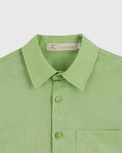 Детская рубашка Unisex из хлопка и льна, зеленый