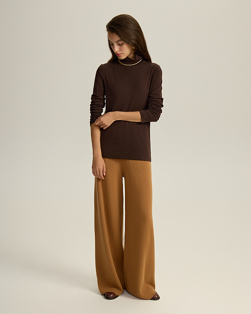 Водолазка из модала с шерстью, коричневый