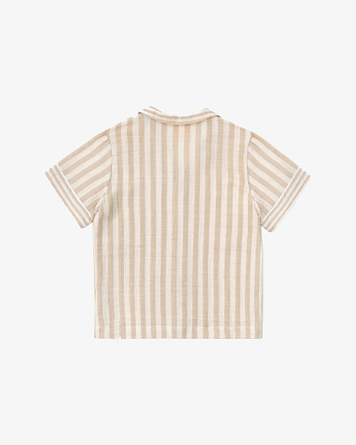 Детская рубашка в полоску Unisex из муслина, бежевый