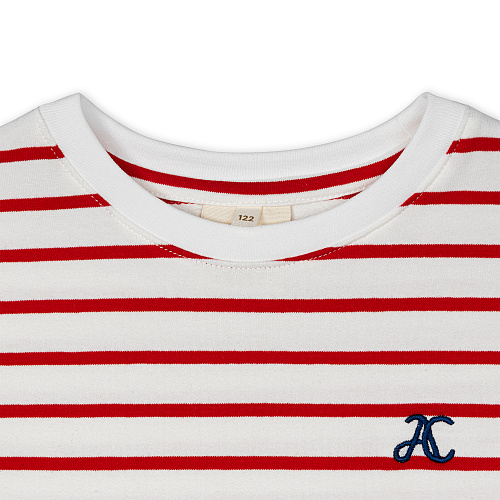 Детский лонгслив в полоску Unisex из хлопка, красный