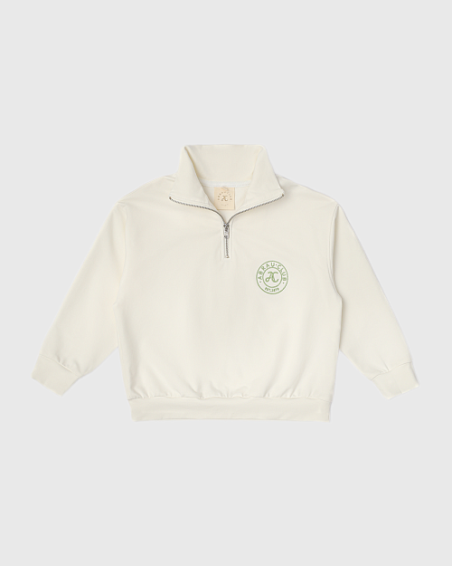 Детский свитшот Unisex с воротом на молнии, белый