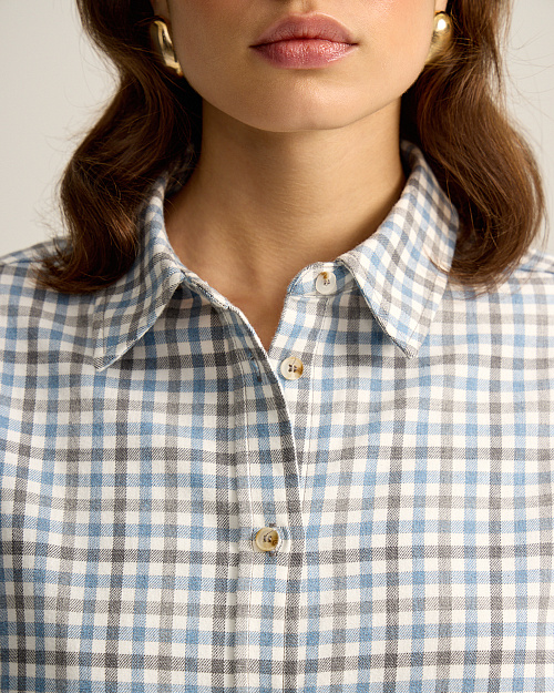 Клетчатая рубашка из плотного хлопка, голубой