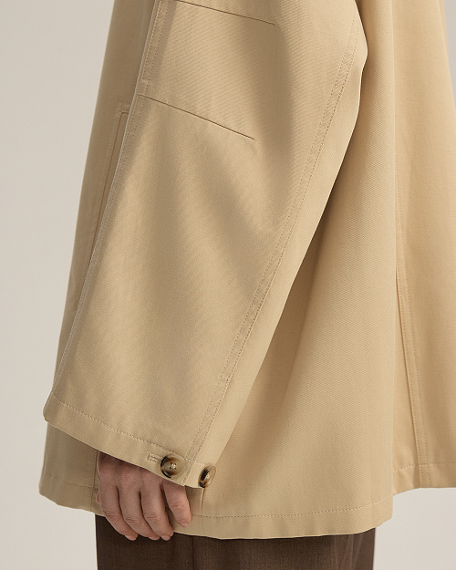 Укороченный тренч со стойкой, из лиоцелла с хлопком, бежевый