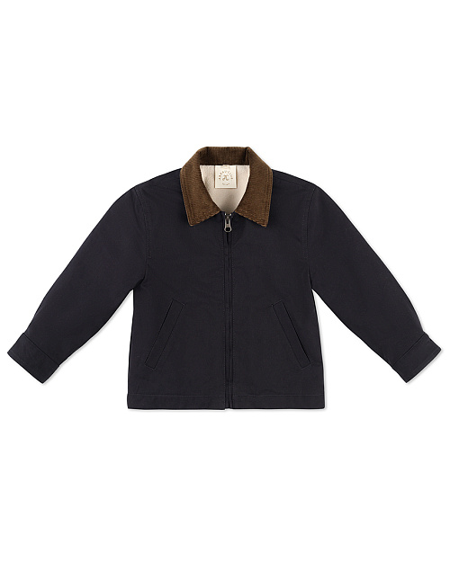 Детская хлопковая куртка Unisex с вельветовым воротником, темно-синий