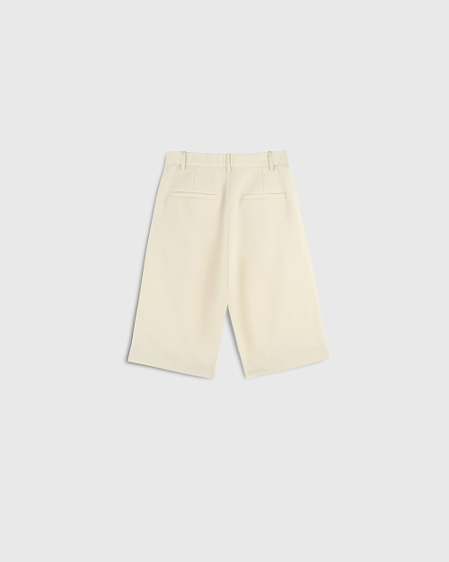 Шорты бермуды на подкладке, из тенселя, белый молочный