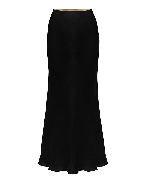 Длинная атласная юбка из вискозы, черный