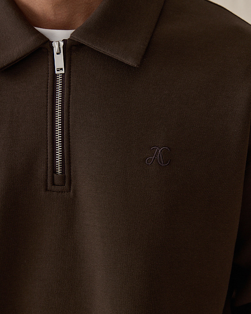 Мужской свитшот-поло, коричневый