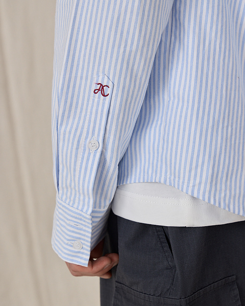 Мужская рубашка в полоску, голубой