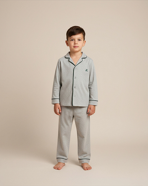 Детские пижамные брюки из хлопка, серый