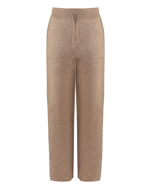 Прямые вязаные шерстяные брюки, бежевый