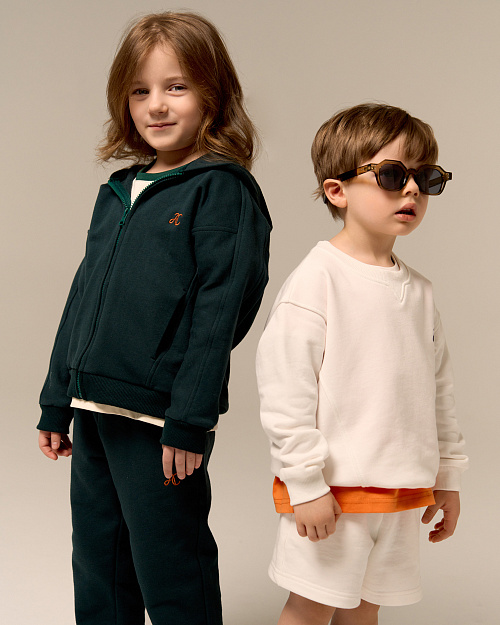 Детская толстовка Unisex с капюшоном, на молнии, зеленый