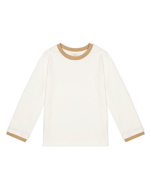 Лонгслив детский Unisex из хлопка с контрастным воротником, бежевый