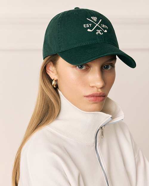 Кепка бейсболка с вышивкой, из хлопка, зеленый