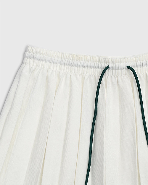 Мини юбка в складку с поясом на завязках, белый