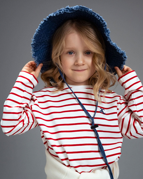 Детский лонгслив в полоску Unisex из хлопка, красный