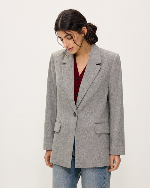 Твидовый жакет из шерсти, серый