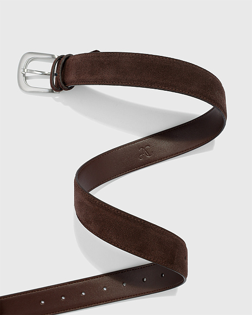 Ремень из натуральной замши, темно-коричневый