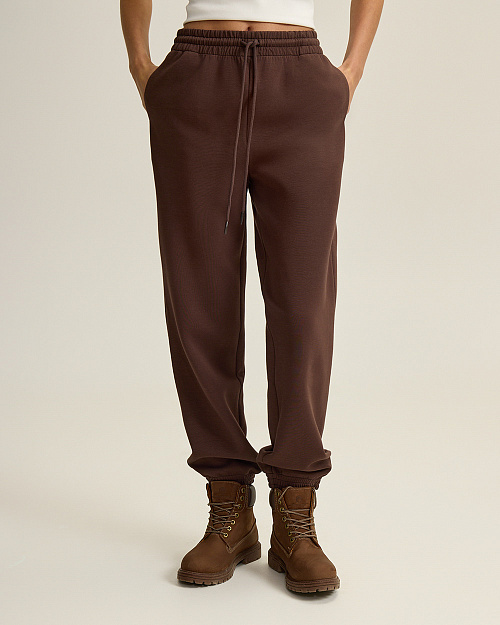 Брюки джоггеры, коричневый шоколадный