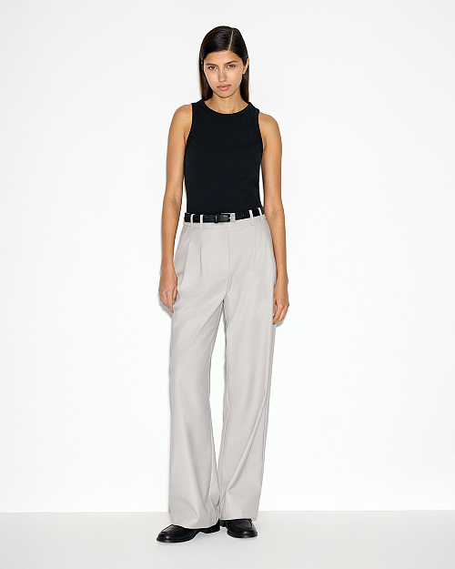 Прямые брюки c защипами, серый