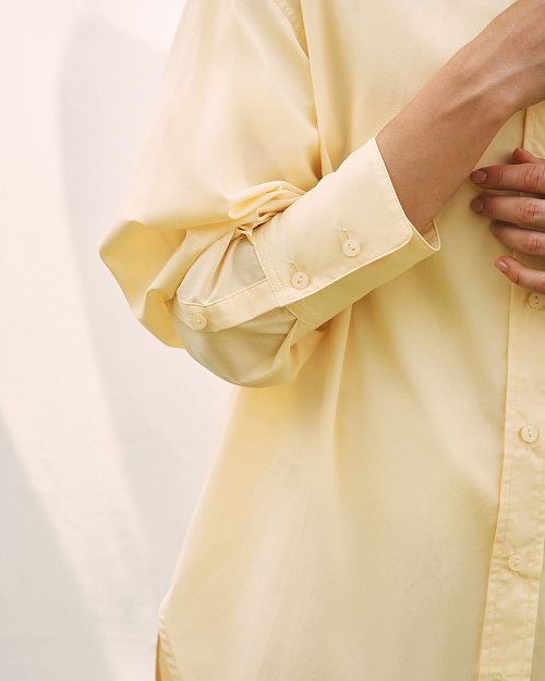 Рубашка свободного кроя из тенселя и хлопка, сливочный