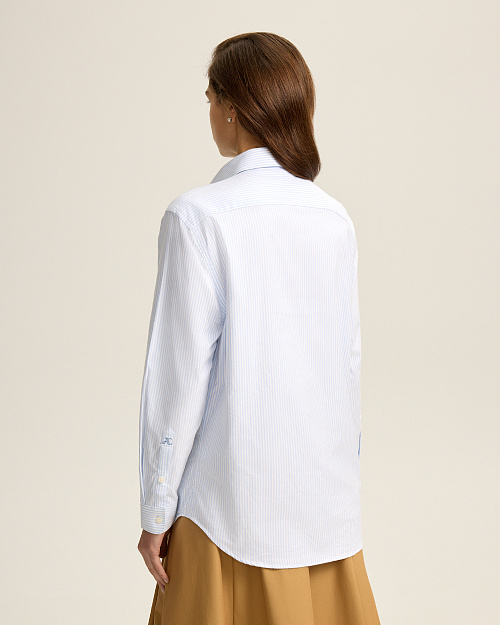 Рубашка из 100% хлопка в полоску, голубой