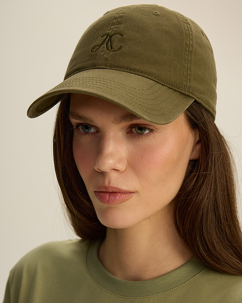 Кепка из 100% хлопка с вышивкой, хаки