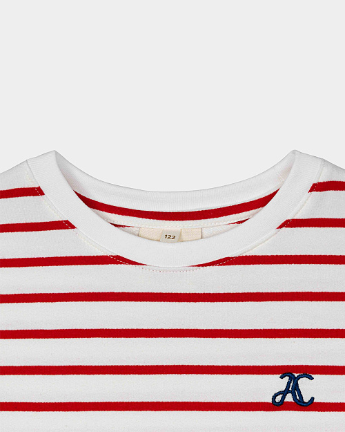 Детский лонгслив в полоску Unisex из хлопка, красный