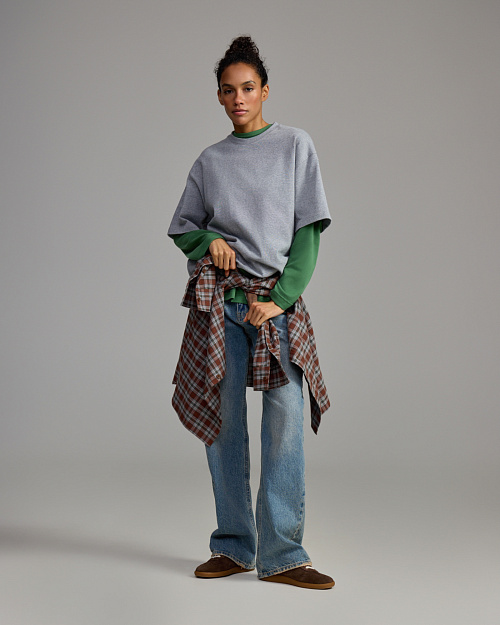 Хлопковая футболка оверсайз Unisex, серый меланж