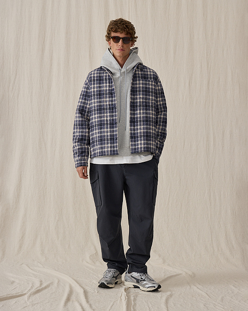 Мужская утепленная стеганая рубашка, синий