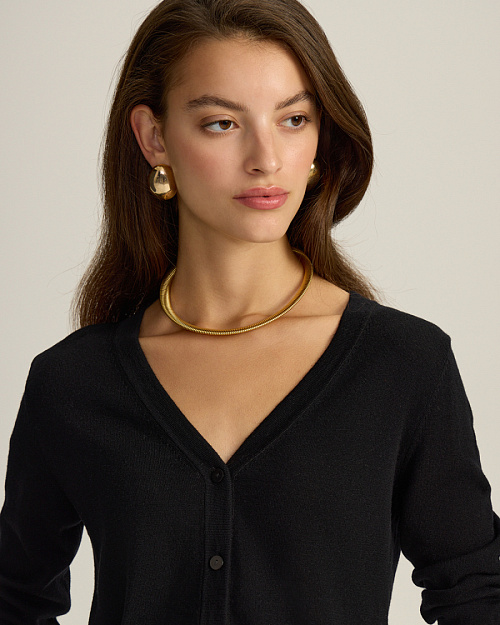 Тонкий шерстяной кардиган на пуговицах, молочный