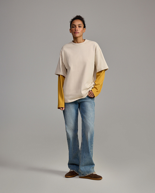 Хлопковая футболка оверсайз Unisex, светло-бежевый