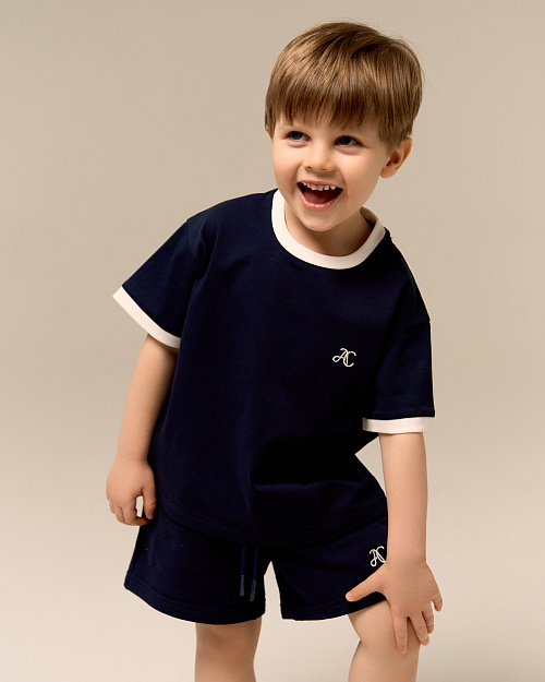 Детские шорты Unisex с вышивкой, синий