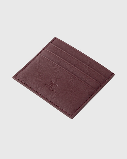 Кардхолдер из кожи, бордовый