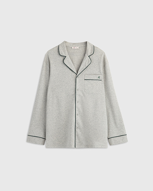 Мужская пижамная рубашка с контрастной отделкой, серый