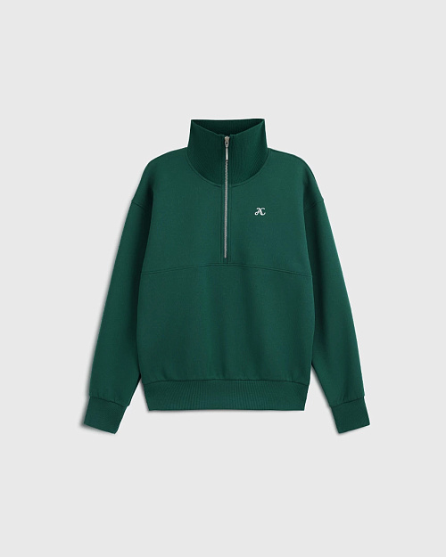 Свитшот Unisex с воротом на молнии, зеленый