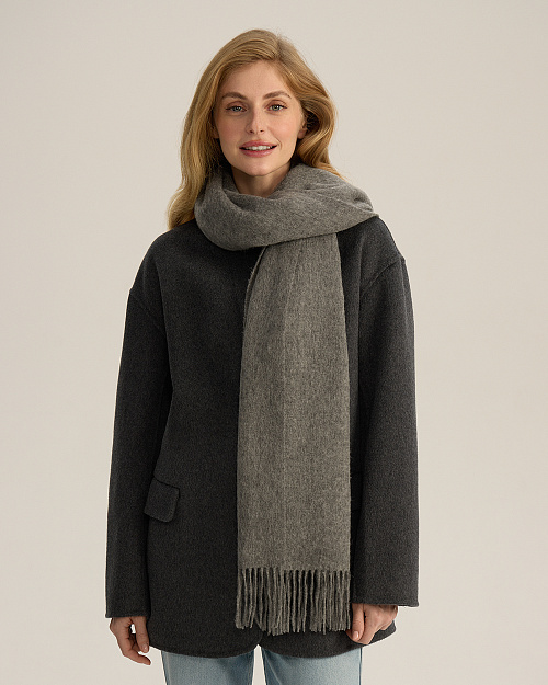 Шерстяной жакет из пальтовой ткани, серый