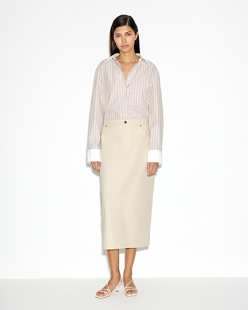 Прямая юбка из хлопкового денима, светло-бежевый